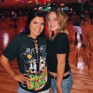 Space jam lace up t-shirt